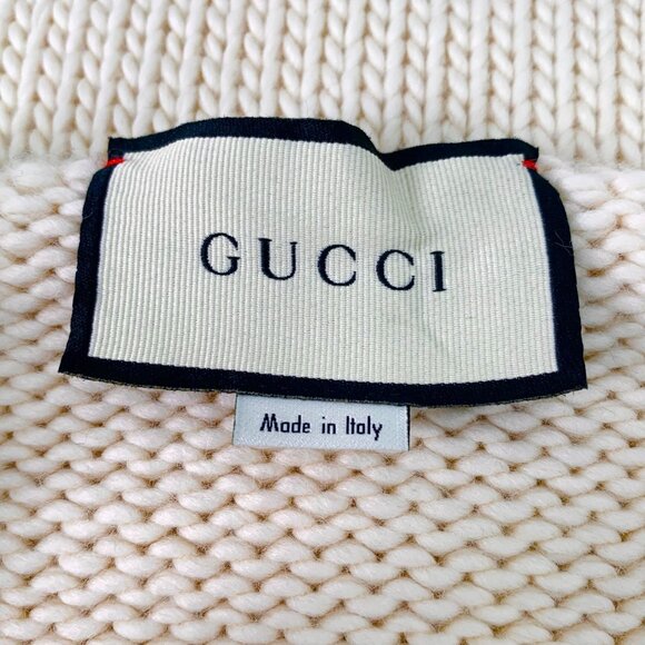 Gucci Beige Wool Knit Sweater With Leather Side Stitching XS Long Sleeve Made In - Picture 5 of 8